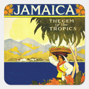 Vintage-Reiseplakat: Jamaika Quadratischer Aufkleber