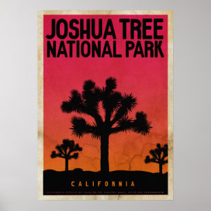 Vintage-Reiseplakat Joshua Tree Sonnenuntergang Poster