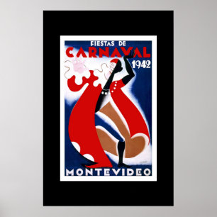 Vintage-Reiseplakat Karneval Uruguay Poster