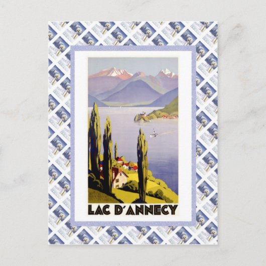 Vintage Reiseplakat, Lac d'Annecy Postkarte (Vorderseite)