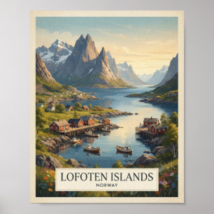 Vintage-Reiseplakat Lofoten-Inseln Norwegen Poster
