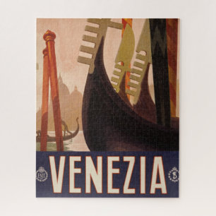 Vintage-Reiseplakat mit einem Kanal in Venedig Puzzle