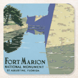 Vintage-Reiseplakat mit Fort Marion Rechteckiger Pappuntersetzer