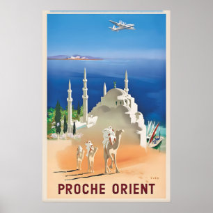 Vintage Reiseplakat Naher Osten Druck  Proche Poster