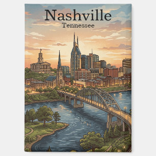 Vintage-Reiseplakat Nashville Tennessee Skyline Ku Magnet