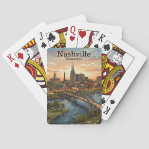 Vintage-Reiseplakat Nashville Tennessee Skyline Ku Spielkarten