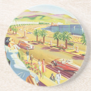 Vintage-Reiseplakat, Nizza, Frankreich Französisch Untersetzer