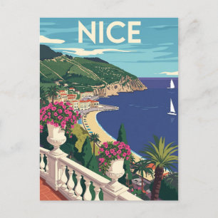 Vintage-Reiseplakat Nizza Frankreich Postkarte