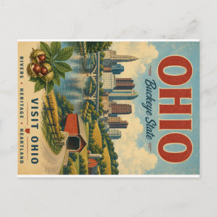 Vintage-Reiseplakat Ohio State mit Heartland La Feiertagspostkarte