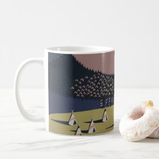 Vintage Reiseplakat Reiseförderung nach Montana Kaffeetasse (Mit Donut)