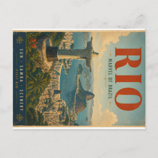 Vintage-Reiseplakat Rio de Janeiro mit ikonischem  Feiertagspostkarte