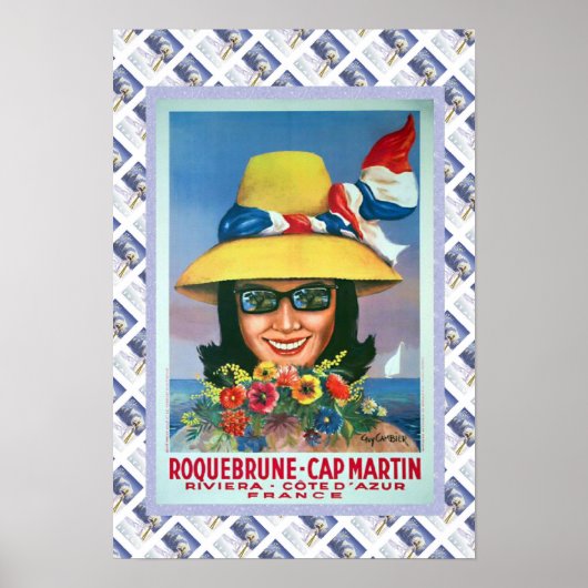 Vintage Reiseplakat, Roquebrune, Cap Martin Poster (Vorne)