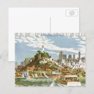 Vintage-Reiseplakat San Francisco Bay Fähre Postkarte