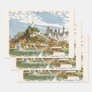 Vintage-Reiseplakat San Francisco Bay Ferryboat Geschenkpapier Set