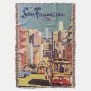 Vintage-Reiseplakat San Francisco Cable Cars Decke