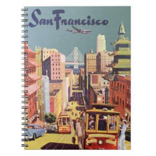 Vintage-Reiseplakat San Francisco Cable Cars Notizblock