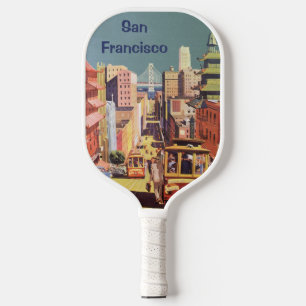 Vintage-Reiseplakat San Francisco Cable Cars Pickleball Schläger