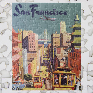 Vintage-Reiseplakat San Francisco Cable Cars Puzzle