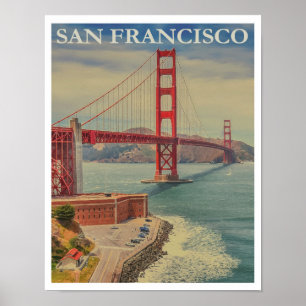 Vintage-Reiseplakat San Francisco Golden Gate Poster