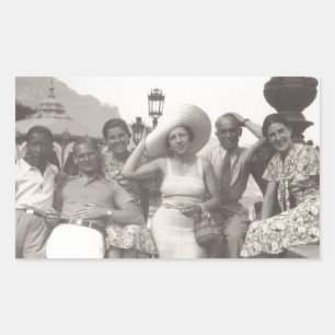 Vintage Reiseplakat Schwarzweiß-Foto Rechteckiger Aufkleber