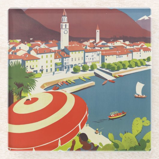 Vintage-Reiseplakat Schweiz Glasuntersetzer (Vorderseite)