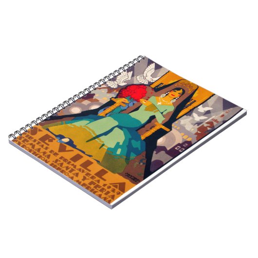 Vintage Reiseplakat Sevilla Spain Notizblock (Linke Seite)