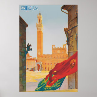 Vintage-Reiseplakat Siena Italien, Piazza Poster