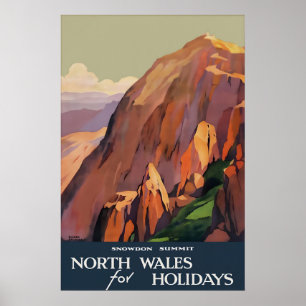 Vintage-Reiseplakat Snowdon Nordwales British Poster