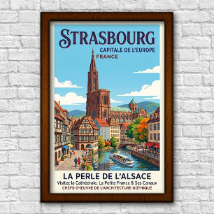 Vintage-Reiseplakat Straßburg, Frankreich 1960er J Poster