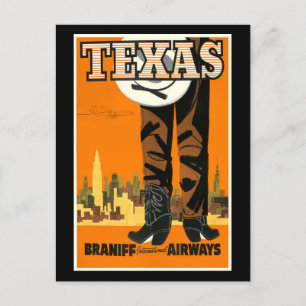 Vintage Reiseplakat - Texas Postkarte