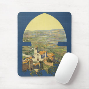 Vintage-Reiseplakat von Assisi, Italien Mousepad