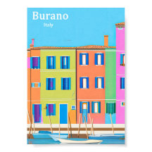 Vintage Reiseplakat von Burano