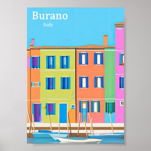 Vintage Reiseplakat von Burano Poster (Vorne)