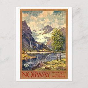 Vintage-Reiseplakat von Norwegen Postkarte
