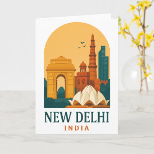 Vintage-Reiseplakatkarte Neu-Delhi Indien – Retro Karte