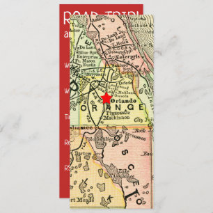 Vintage Reiseplan Orlando Movable Red Star Einladung