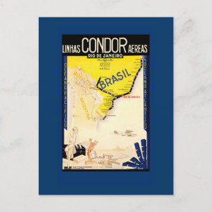 Vintage-Reiseposter Brasilien auf Karten, Postkart Postkarte