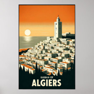 Vintage Reiseposter der Kasbah von Algier aus den  Poster