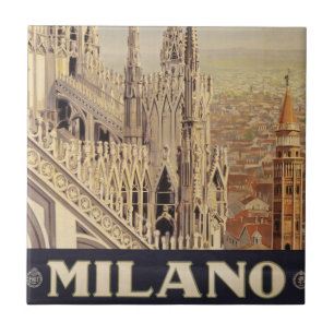 Vintage Reiseposter der Kathedrale in Mailand, Ita Fliese