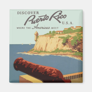 Vintage Reiseposter, Entdecken Sie Puerto Rico! Magnet