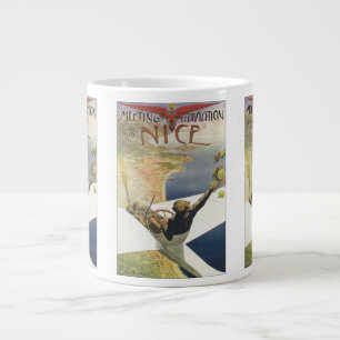 Vintage-Reiseposter, Flugzeug über Nizza Frankreic Jumbo-Tasse