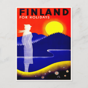 Vintage-Reiseposter für Finnland Postkarte