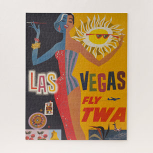 Vintage-Reiseposter für Flüge mit Twa nach Las Veg Puzzle