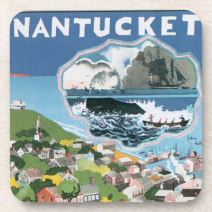 Vintage-Reiseposter, Karte von Nantucket Island, M Getränkeuntersetzer