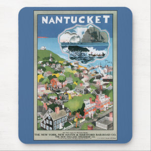 Vintage-Reiseposter, Karte von Nantucket Island, M Mousepad