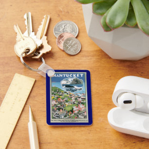 Vintage Reiseposter, Karte von Nantucket Island, M Schlüsselanhänger
