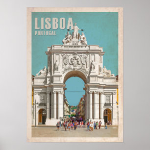 Vintage Reiseposter. Lissabon, Augusta-Straßenboge Poster