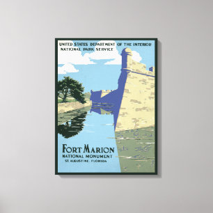 Vintage-Reiseposter mit Fort Marion Leinwanddruck