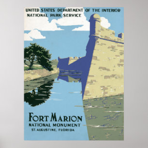 Vintage-Reiseposter mit Fort Marion Poster