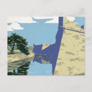 Vintage-Reiseposter mit Fort Marion Postkarte